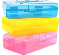 Sooez 3 Pack Large Capacity Hard Pencil Case Plastic Crayon Boxes with picture