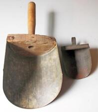 Lot of 2 Vintage Grain Scoops 1 Wood and Galvanized 1 Steel picture