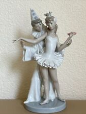 Lladro Figurine Carnival Couple 4882 Dancing Ballerina and Clown Glossy 10” Tall picture