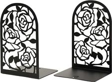 2PCS Metal Bookends, Heavy Duty Bookend for Shelves, Rose Book End to Hold Books picture