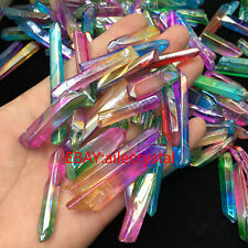 Titanium Rainbow Aura a lot of Lemurian Quartz Crystal Point healing 50g H226 picture