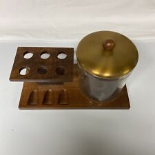 VINTAGE DUK-IT PIPE HOLDER /DISPLAY WITH TOBACCO HUMIDOR WALNUT NICE picture
