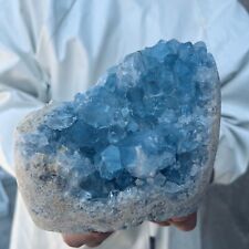 4.4LB  Natural Blue Celestite Crystal Geode Quartz Cluster Mineral Specimen picture