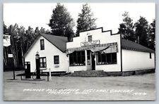 Talmoon Minnesota~Post Office~Ingstads Grocery~Mobilgas Gas Pumps~1950s RPPC picture