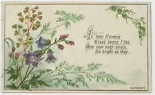 c1880 NEW YEAR GREETING FLORAL GREETING CARD RTS ARTIST SERIES VICTORIAN P4393 picture