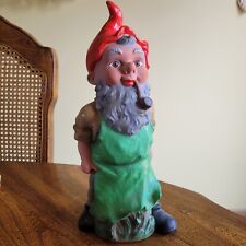 Vintage Heissner Garden Gnome #915 No Wheelbarrow Rubber Plastic 14 3/4