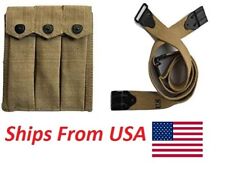 U.S USGI WWII Canvas 3 Pocket Thompson Pouch Holder with Thompson Gun Kerr Sling picture