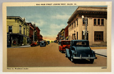 Main Street Looking West, Salem VA Virginia Vintage Linen Postcard picture