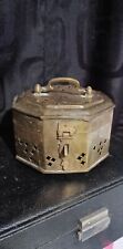 Vintage Brass Cricket Box Jewelry Trinket with Handle Good Condition.  picture