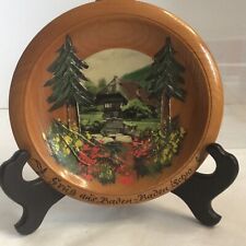 Vintage Grub Aus Baden Scwarzwald Handpainted Cottage Wooden Plate  6” picture