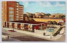 c1960s~Utica New York NY~Motel & Hotel~Downtown~Aerial View~Art~Vintage Postcard picture