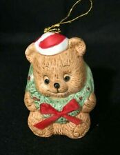 Vintage Jolly Jingles Hand-Painted Porcelain Bisque Teddy Bear Bell Ornament picture