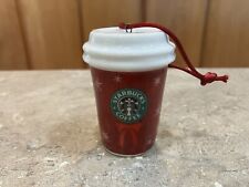 2004 Starbucks Coffee Cup Christmas Ornament Red Snowflakes Ceramic 2.5