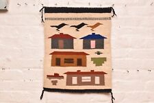 Antique Navajo Rug Textile Native American Indian 22x17 PICTORIAL VTG Weaving picture