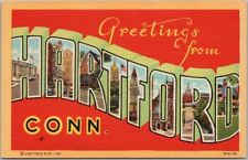 HARTFORD, Connecticut Large Letter Postcard Multi-View / CURTEICH Linen c1943 picture