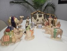 Vintage 1966 Nativity Holy Family. Gorgeous. Hand Painted. (18 Pieces) picture