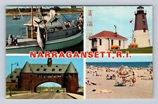 Narragansett RI-Rhode Island, Greetings, Points of Interest, Vintage Postcard picture