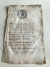 Mayor  of Namur decree for order to be shown 1787 papers Ref R24926 picture