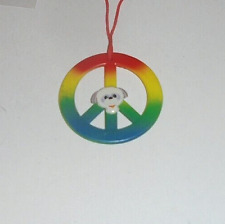 Love My Dog Peace Sign Rainbow Prism Hippie Concert Dance Pendant Necklace Woof picture