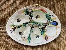 UPW Antique Shell Oyster Plate Union Porcelain Works 1881 GreenPink Art Pottery picture