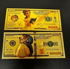 24k Gold Foil Plated Belle Beauty And The Beast Disney Princess Banknote picture
