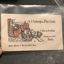 1880's  A l'Auberge du P'ere Louis- Paris- Coach graphic- French Trade Card Rare picture