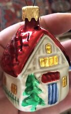 Vintage West Germany Blown Mercury Glass House Cottage Christmas Ornament EUC picture