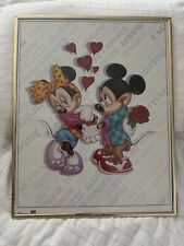 Vintage Original 1980s Mickey Mouse And Minnie Love Pinup Walt Disney Poster picture
