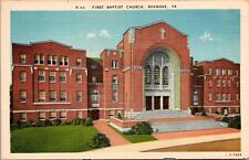 First Baptist Church Roanoke VA. Postcard Linen Unposted Vintage 5S picture