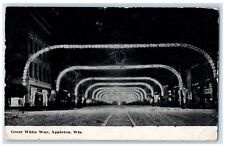 1911 Great White Way Night Light Railroad Buildings Appleton Wisconsin Postcard picture