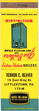 Littlestown Pennsylvania Vernon C. Reaver Boilers Vintage Matchbook Cover picture