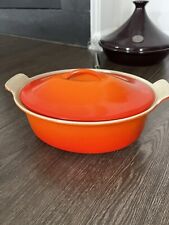 Vintage Le Creuset Flame Orange Enamel Cast Iron #18 Oval Baking Dish + Lid EUC picture