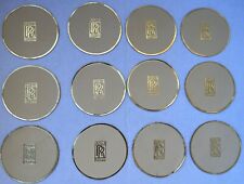 Rare Vintage Rolls Royce Leather coaster set Of 12 Gold Cream Off White Original picture