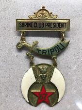 Shrine Club President Tripoli 1967 Mason Pendant Gold Red White 75 year pin picture
