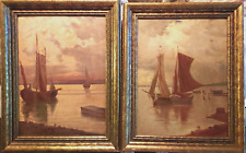 Pair of Antique Holland Oil Paintings Seascapes Dutch Old Master picture