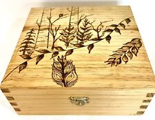 Pyrography Burnt Wood Box Landscape with Trees Home Decor Mexican Folk Art picture