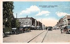 Clear Lake Iowa IA Main Street Downtown c1917 Department Stores Vtg Postcard E23 picture