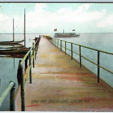 c1900s Geneva NY Seneca Lake Long Pier Steamship Syracuse & Roch RPO Cancel A225 picture