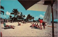 c1960s FORT MYERS BEACH, Florida Postcard Public Beach Scene / Bath House View picture