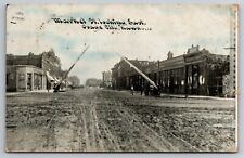Market Street Osage City Kansas Railroad Crossing Arms Coca Cola 1909 Postcard picture