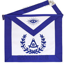 Handcrafted 100% Lambskin Past Master Masonic Apron with Blue Wreath Emblem picture