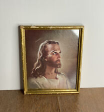 Vintage Christian 1940’s Head Of Jesus Christ Framed Litho Print Warren Sallman picture