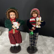 Vintage Pair of Boy and Girl Christmas Caroler Figurines Holiday Decoration EUC picture