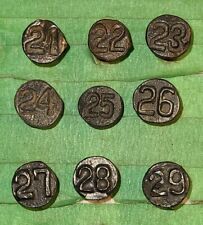 9 different Steel 20’s Round Raised Railroad date nails 1921-1929 picture