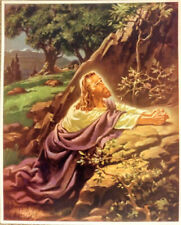 Christ in Gethsemane Print Warner Sallman Vintage 8 3/8