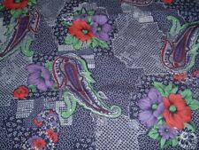 Vtg 80s Wamsutta Paisley Poppy Red Purple  Blend Scarf Crafts Sewing 24x43 #PB5 picture