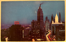 Chicago IL MIchigan Avenue at Night Vintage Postcard UNP c1960s - A5 picture