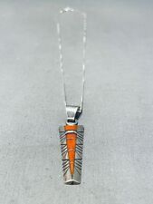 FABULOUS VINTAGE NAVAJO CORAL STERLING SILVER NECKLACE picture