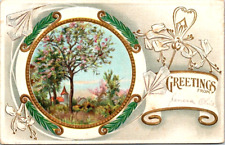 Early Greetings Postcard. Country Scene. Embossed. I. picture