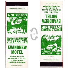 Vintage Matchbook Cover Evandrew Motel Jasper Indiana 1950s short phone number picture
